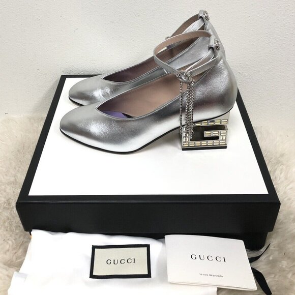 Gucci AMBER Crystal G Block Heel Madelyn Marmont Mary Jane Pump 37/37.5/38.5 - Picture 5 of 12